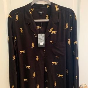 Never worn Rails black cheetah blouse